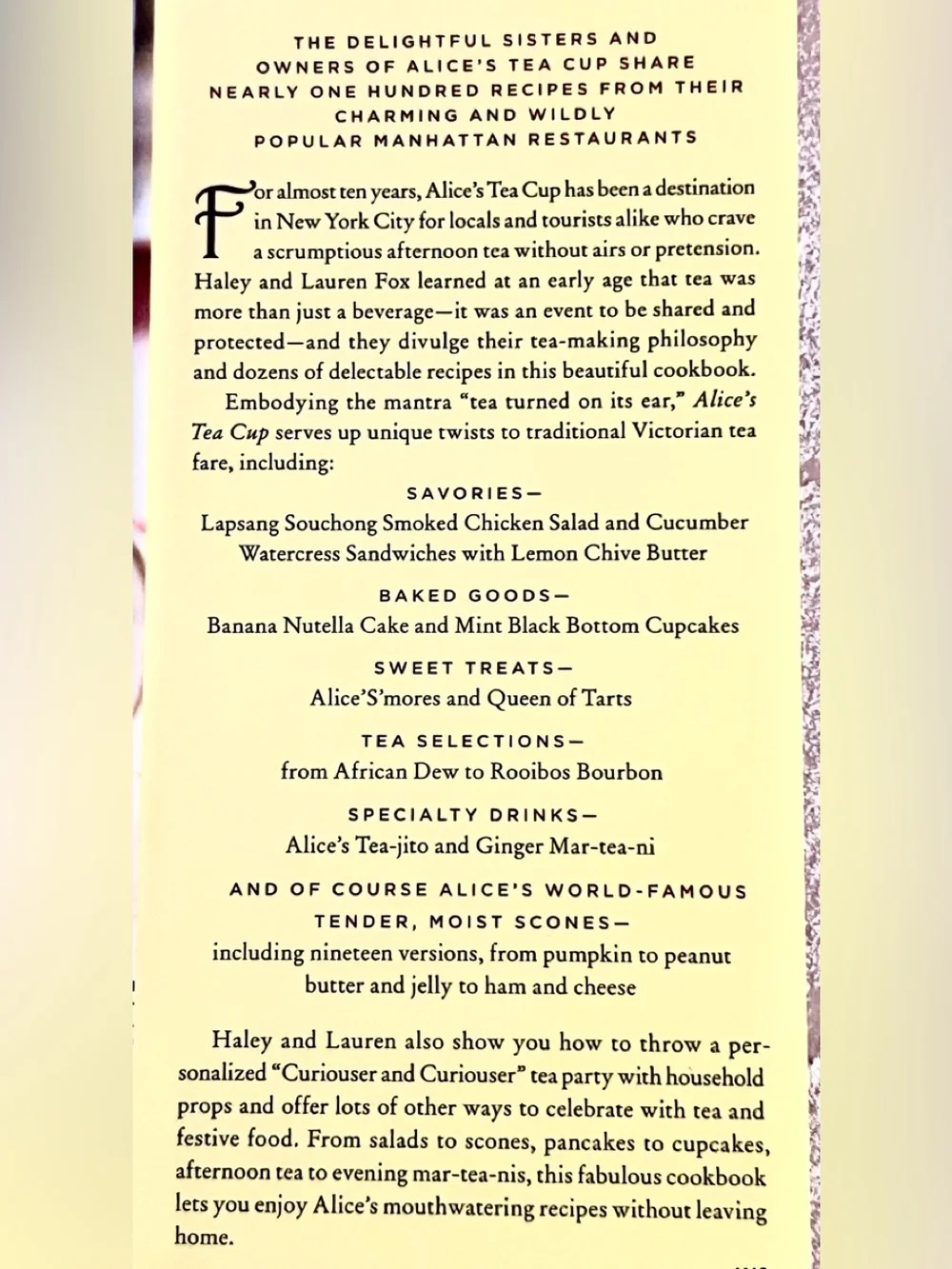ALICE’S TEA CUP NYC Glorious Teatime Cookbook